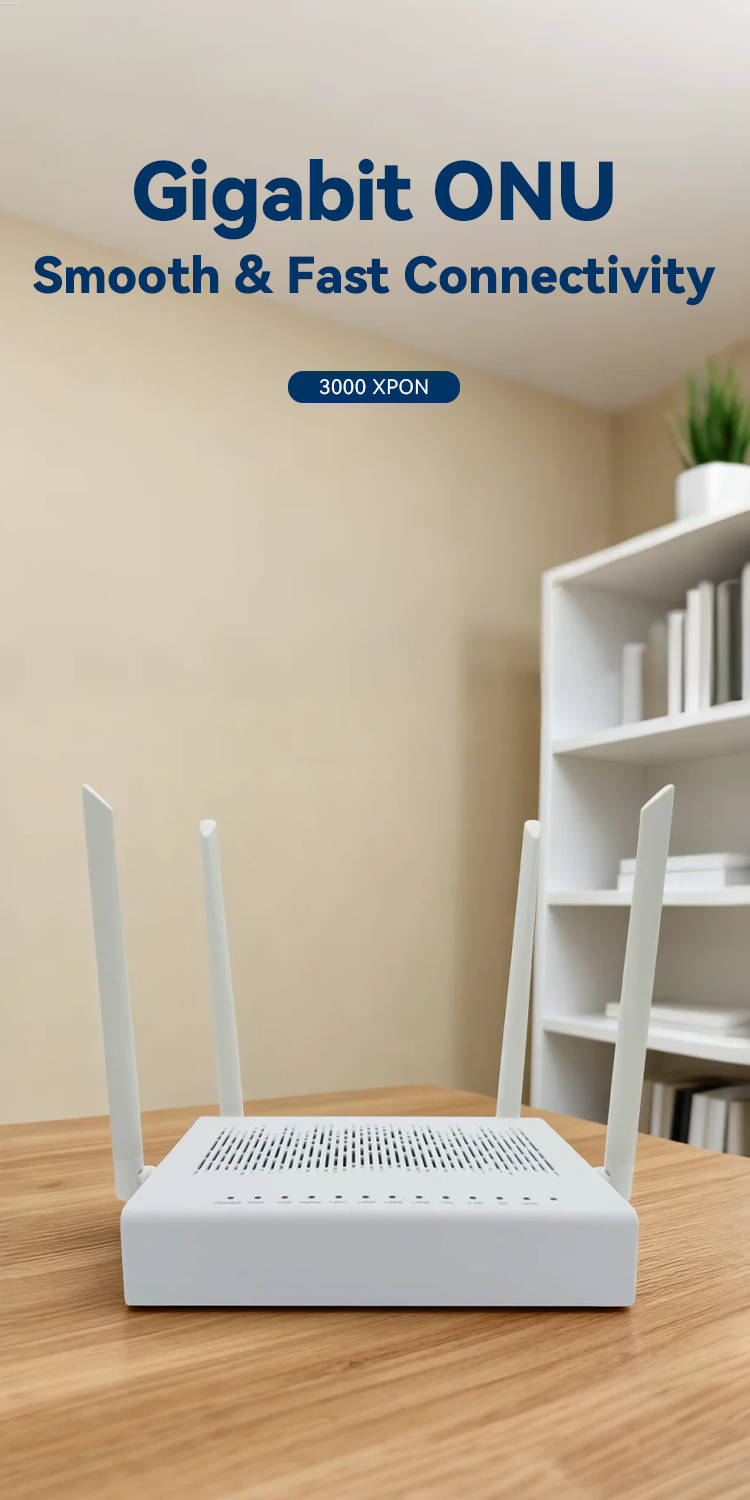 inx6430 wifi 6 4 antenna onu router, ax3000 dual band, 4ge+1usb+1pots, xpon gpon epon triple mode compatible