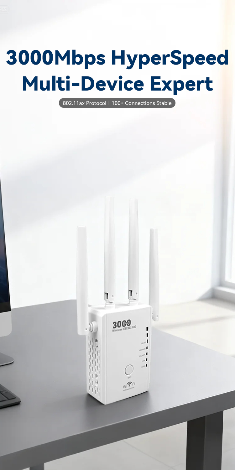 in609h wifi repeater signal amplifier 3000mbps gigabit wireless dual band anti interference