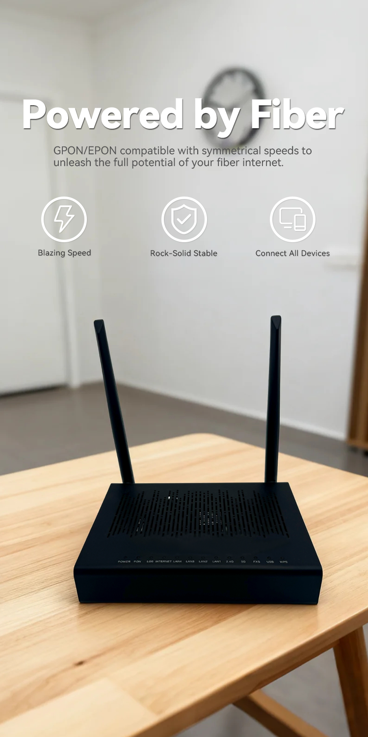 in8145 gpon/xpon combo onu fttx 4ge dual band wi fi 4 1200mbps