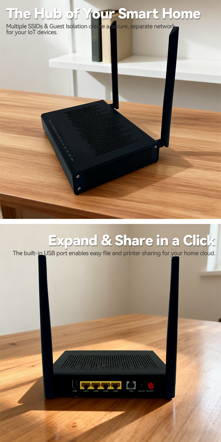 in8145 gpon/xpon combo onu fttx 4ge dual band wi fi 4 1200mbps