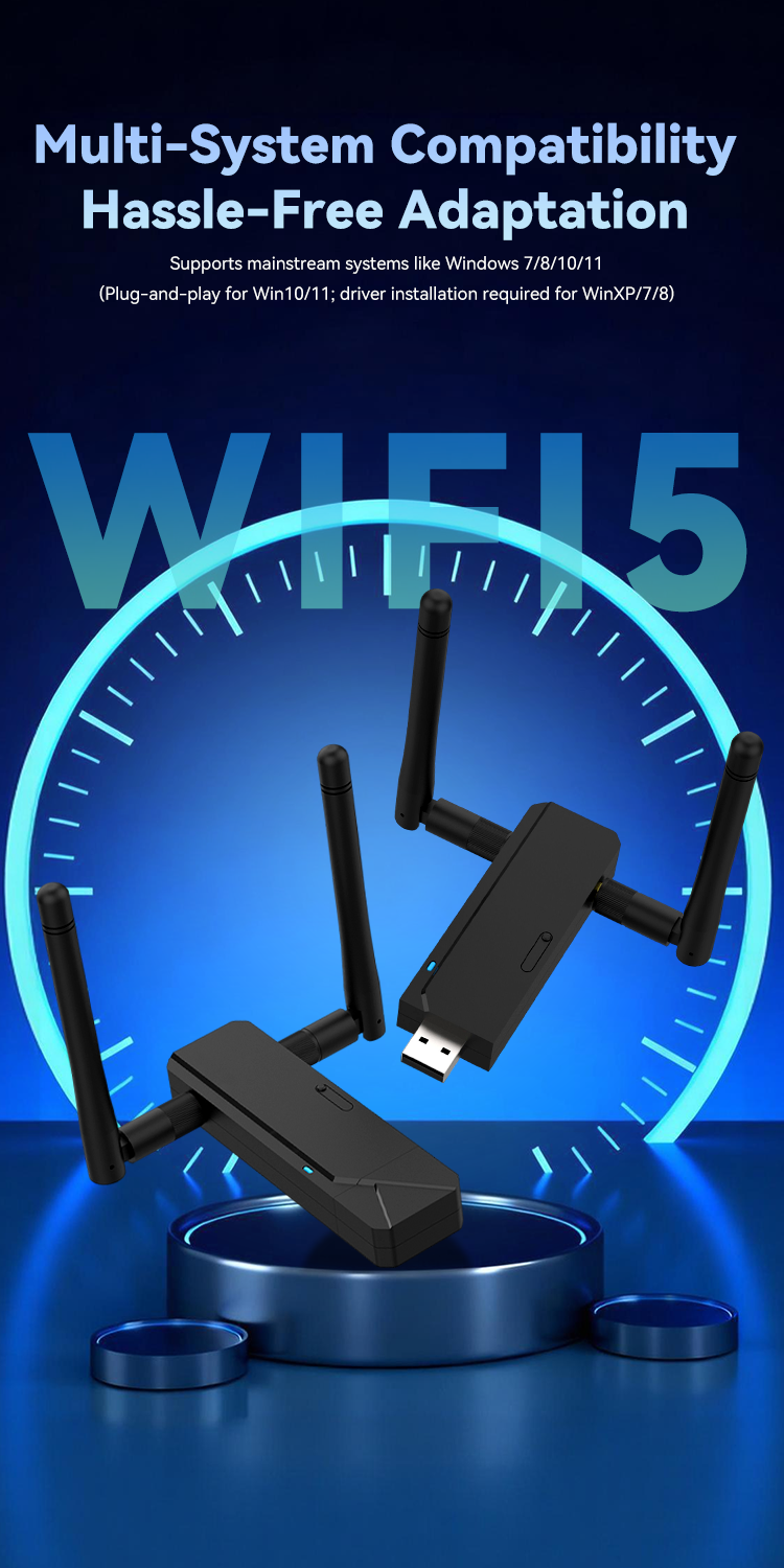 5661R Mini AC1200 Mbps WiFi 5 USB Adapter - Dual Band High Gain Wireless Dongle with Strong Signal for Windows Mac 5661r details (4)